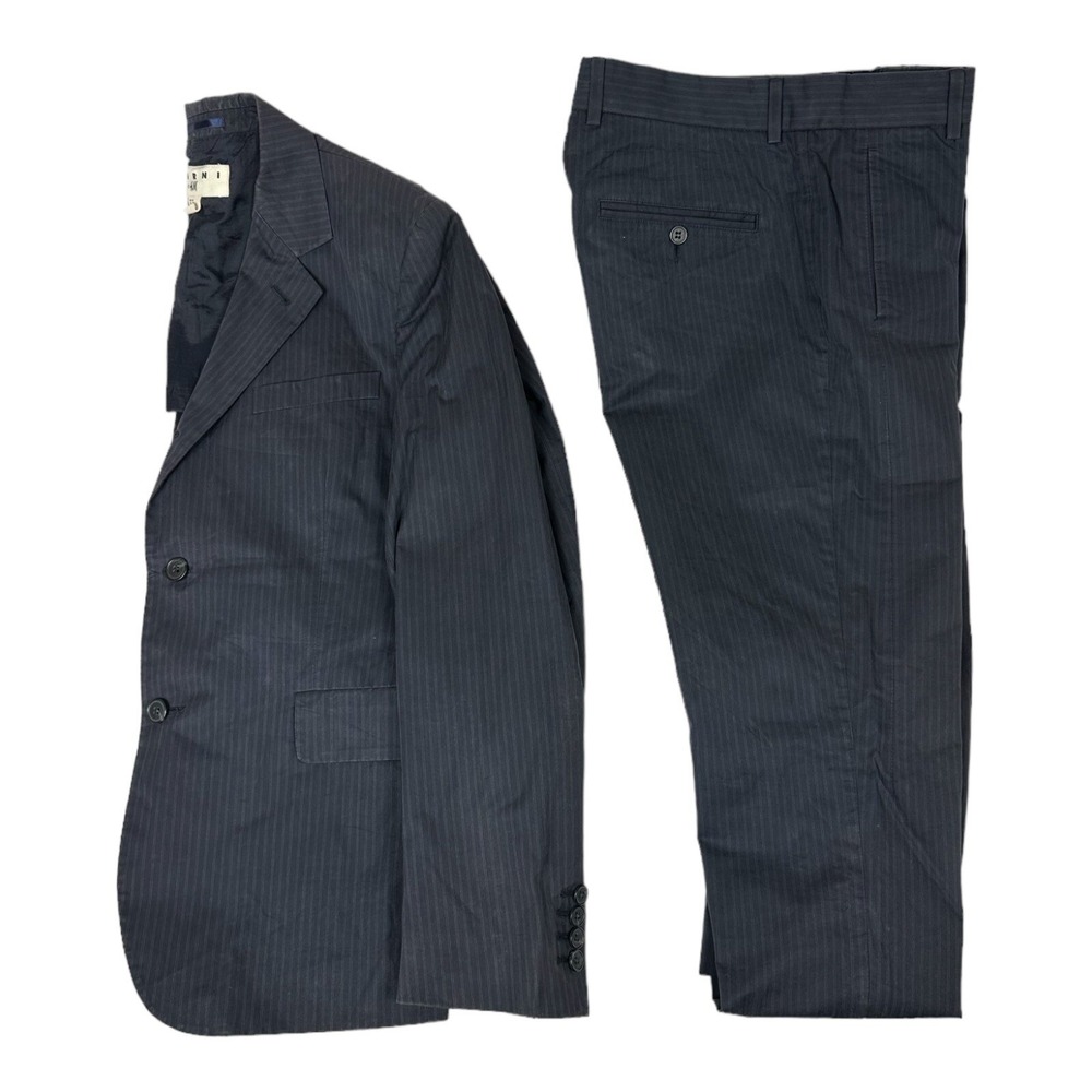 Marni‎ X H&M Gray Striped Cotton Mens 2 Piece Suit Size 38R Pant 32x30